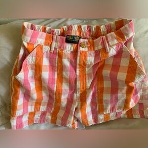 Big Bud Press Women’s Medium Orange Pink Plaid Work shorts Medium M